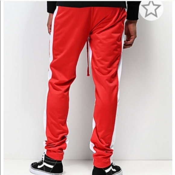 Ninth Hall Men's Track Pants Joggers Red And White - Picture 3 of 6